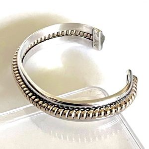 Signed - Franklin & Verna Tahe, Navajo. Vintage Sterling 12K GF Twist Wire Cuff
